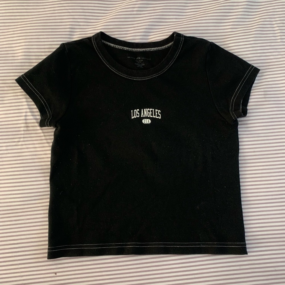 Brandy Melville - Black Los Angeles baby tee